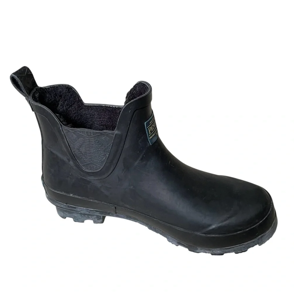 PENDLETON Lined Black Rubber Chelsea Ankle Winter Rain Boots 7